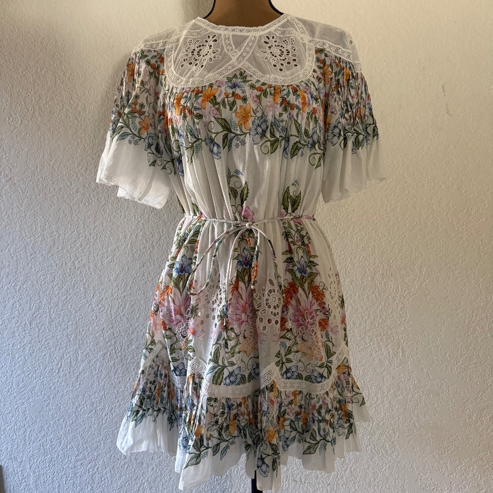 FARM RIO Off-White Sweet Bloom Bouquet Mini Dress NWT Size Small